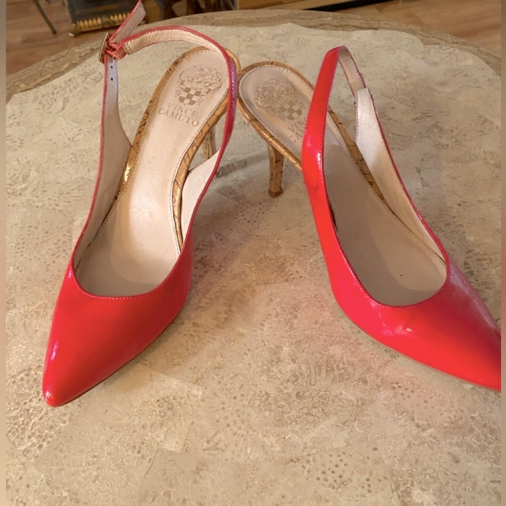 Vince Camuto high heels shiny summer shoes womens size 8.5